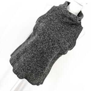 AMANDA SMITH! LAMBSWOOL+ BLACK, GRAY LOOSE KNIT BIG COWL NECK SWEATER, TOP! SZ S